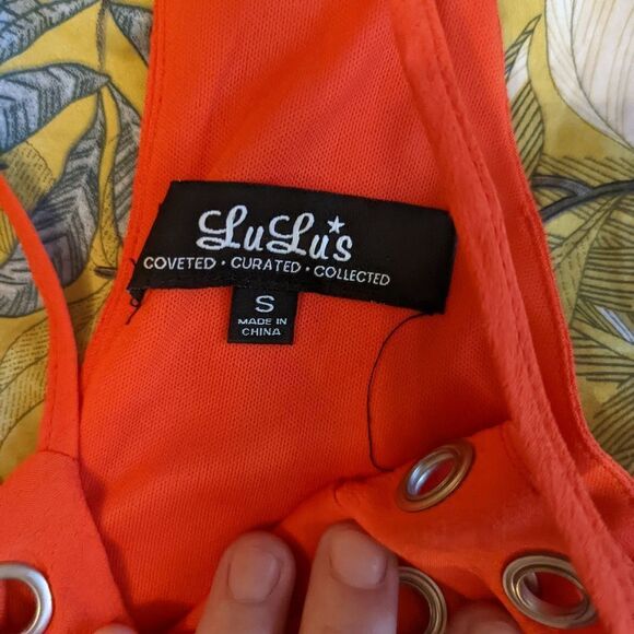 Lulu's xs flawless and grommet orange  mini swing dress nwt - Picture 3 of 6